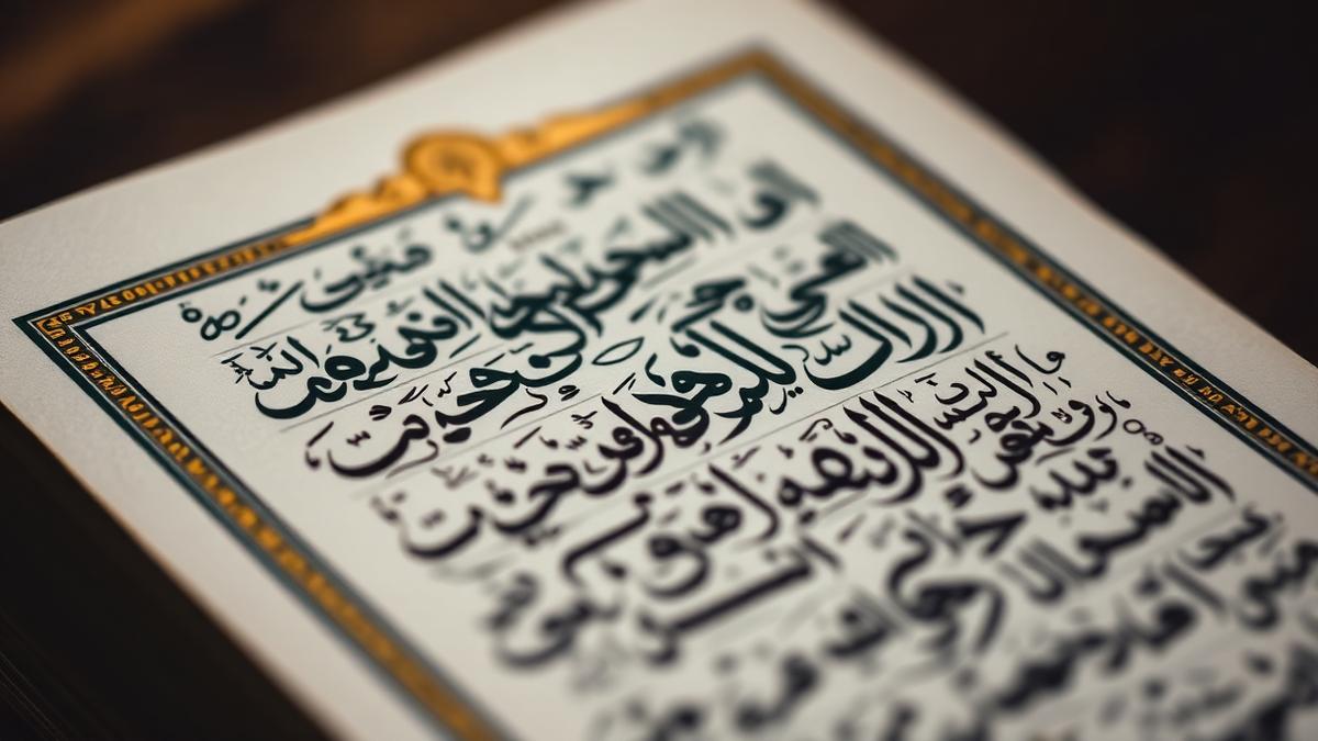Close-up of Arabic calligraphy on a page of the Quran